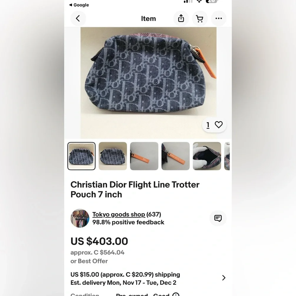 💯 CHRISTIAN DIOR
Blue Trotter Denim Flight Cosmetic Pouch - Picture 16 of 16